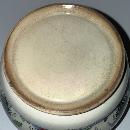 Antik fajanceskål med knopgreb, viktoriansk, midt 1800-tallet