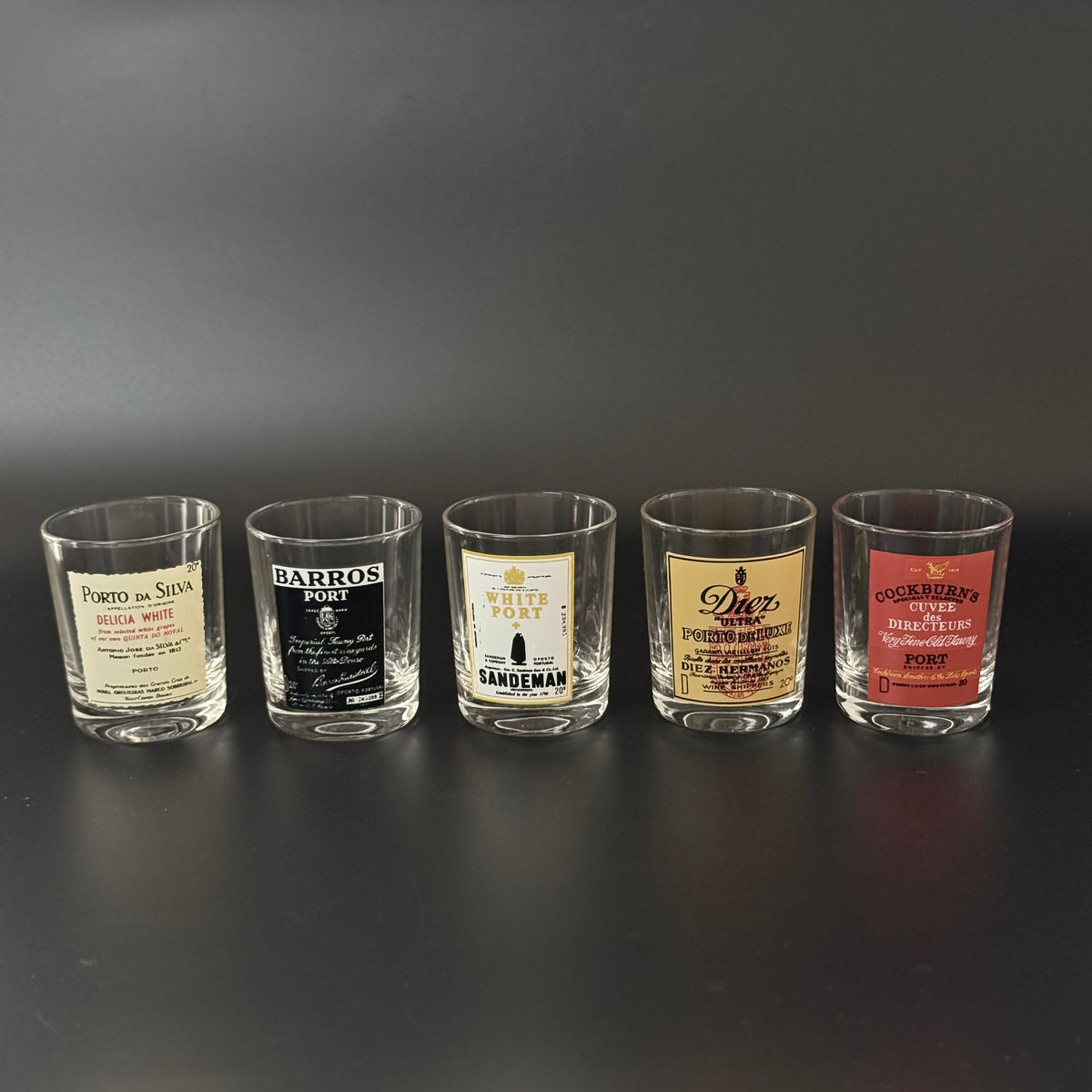 Vintage portvinsglas med tryk 