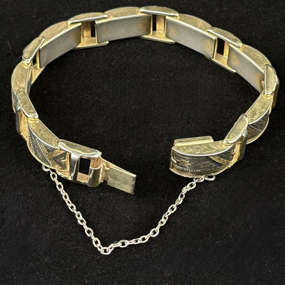 Vintage Toledo damascene armbånd med guldindlejring