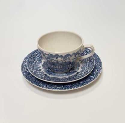 Imerco 50 års jubilæumsstel, kaffekop og underkop og dessertallerken, Rosenborg Slot og Fredensborg Slot 1978