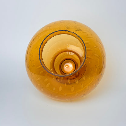 E.S. Horn, original udendørs væglampe med ravfarvet glaskuppel – dansk vintage 1970’er
