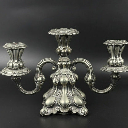 Antik Hans Jensen & Co. 3-armet kandelaber i EPNS – dansk vintage lysestage ca. 1920-1940 - Frøken Lilly