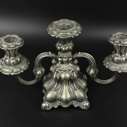 Antik Hans Jensen & Co. 3-armet kandelaber i EPNS – dansk vintage lysestage ca. 1920-1940 - Frøken Lilly
