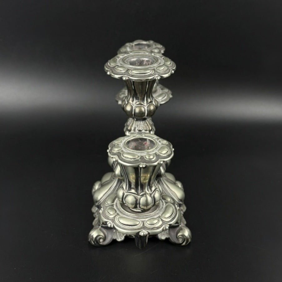 Antik Hans Jensen & Co. 3-armet kandelaber i EPNS – dansk vintage lysestage ca. 1920-1940 - Frøken Lilly