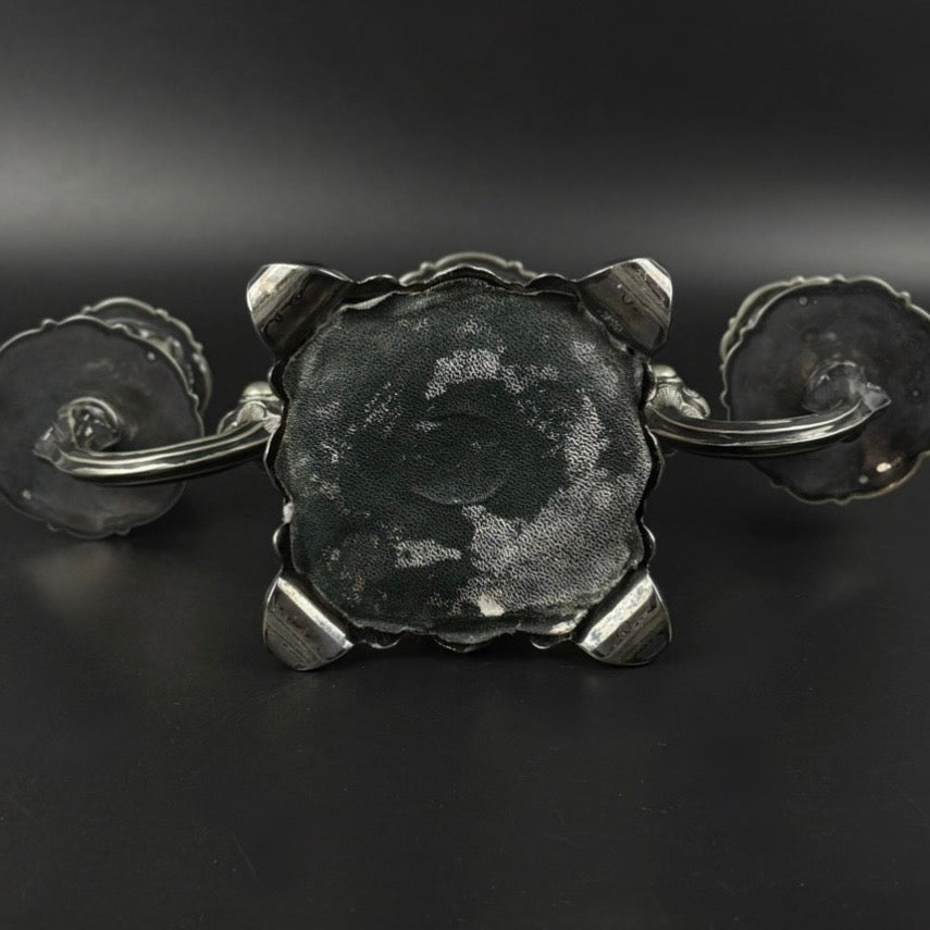 Antik Hans Jensen & Co. 3-armet kandelaber i EPNS – dansk vintage lysestage ca. 1920-1940 - Frøken Lilly