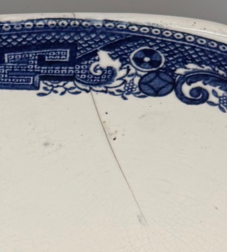 Antik J.M.P. Bell & Co Blue and Willow terrin med låg - Frøken Lilly