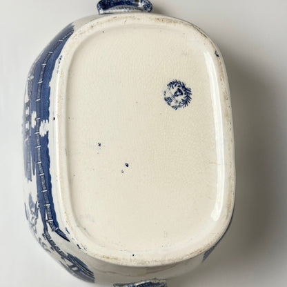 Antik J.M.P. Bell & Co Blue and Willow terrin med låg - Frøken Lilly