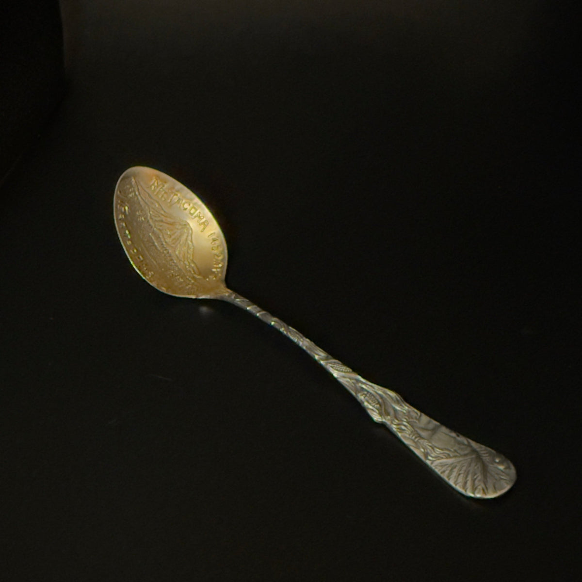 Antik souvenir teske i sterlingsølv, motiv Mount Tacoma og Native American, USA ca. 1900 - Frøken Lilly