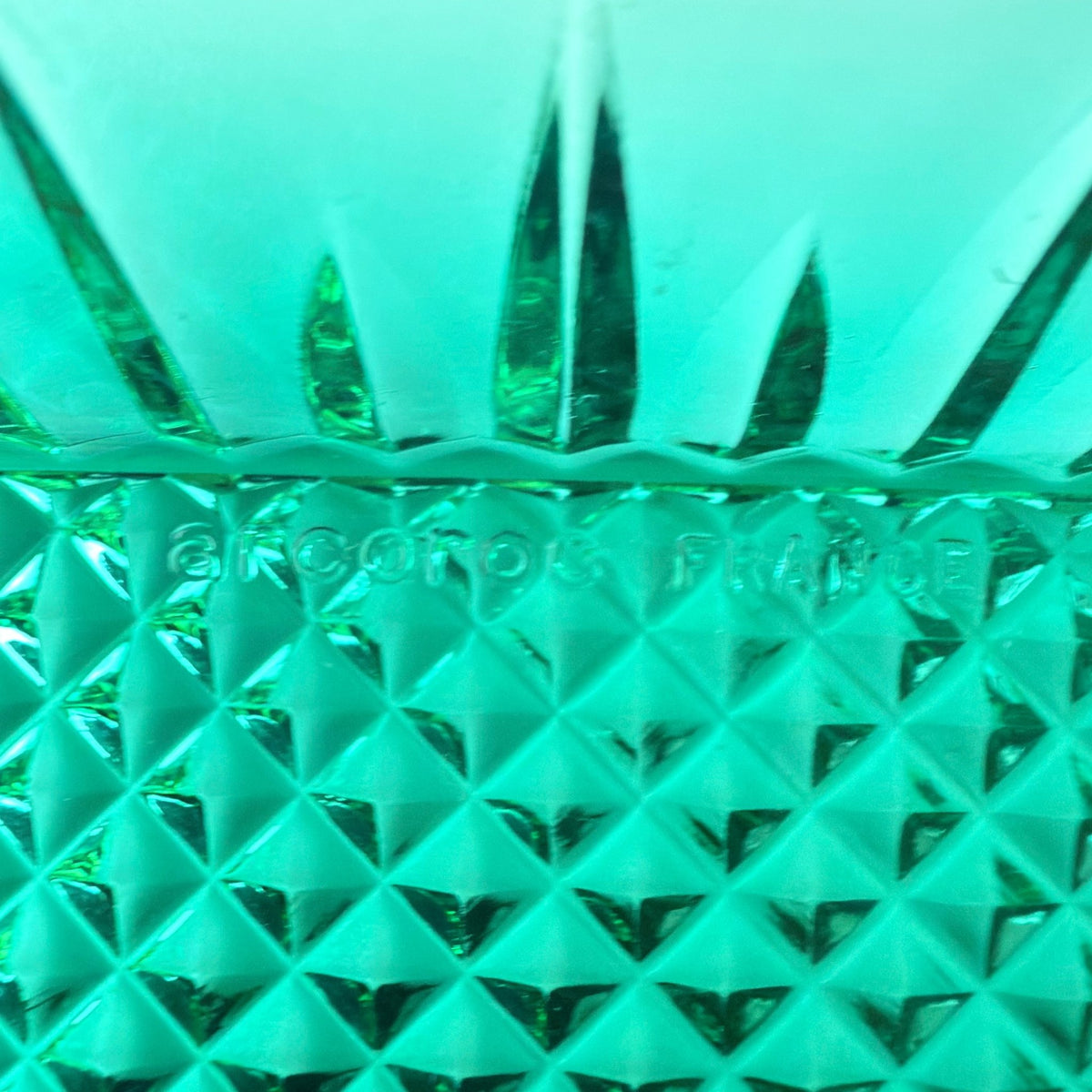 Arcoroc France Emerald Green serveringsskåle – 2 stk – diamant mønster - Frøken Lilly