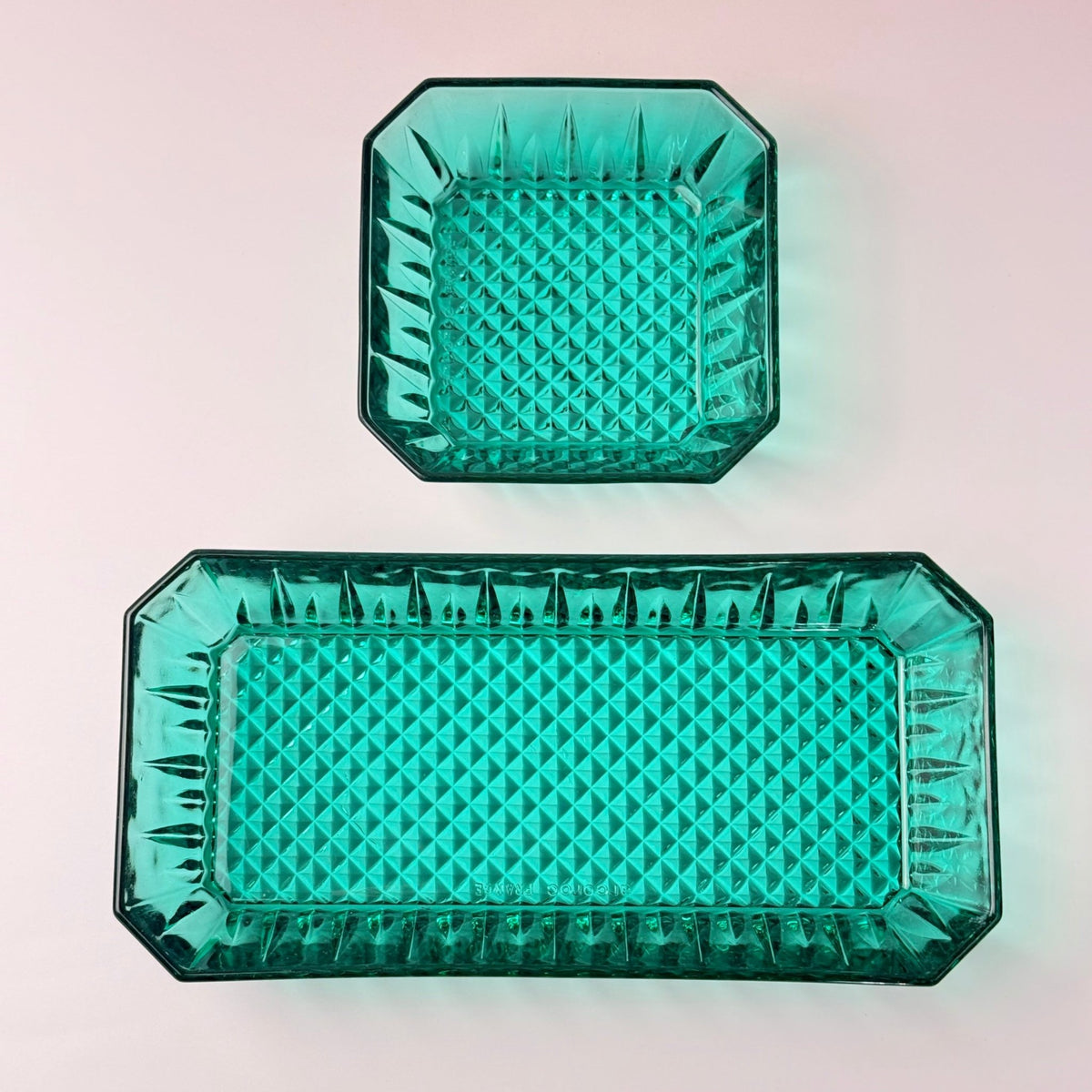 Arcoroc France Emerald Green serveringsskåle – 2 stk – diamant mønster - Frøken Lilly