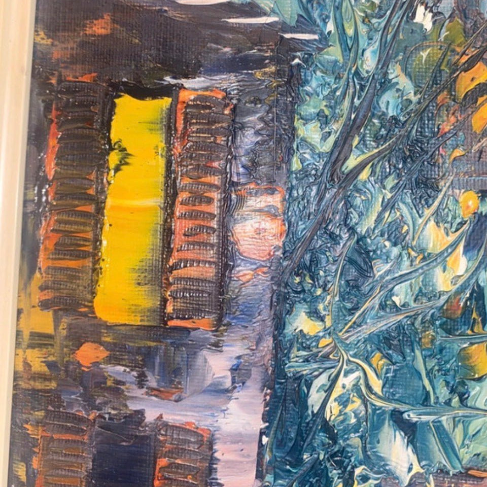 Bech Vogt-Sørensen oliemaleri på lærred - CITY SCENE -fra 1960-70'erne - Frøken Lilly