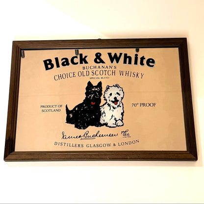Black & White Buchanans Scotch Whisky reklamespejl – klassisk bar dekoration - Frøken Lilly