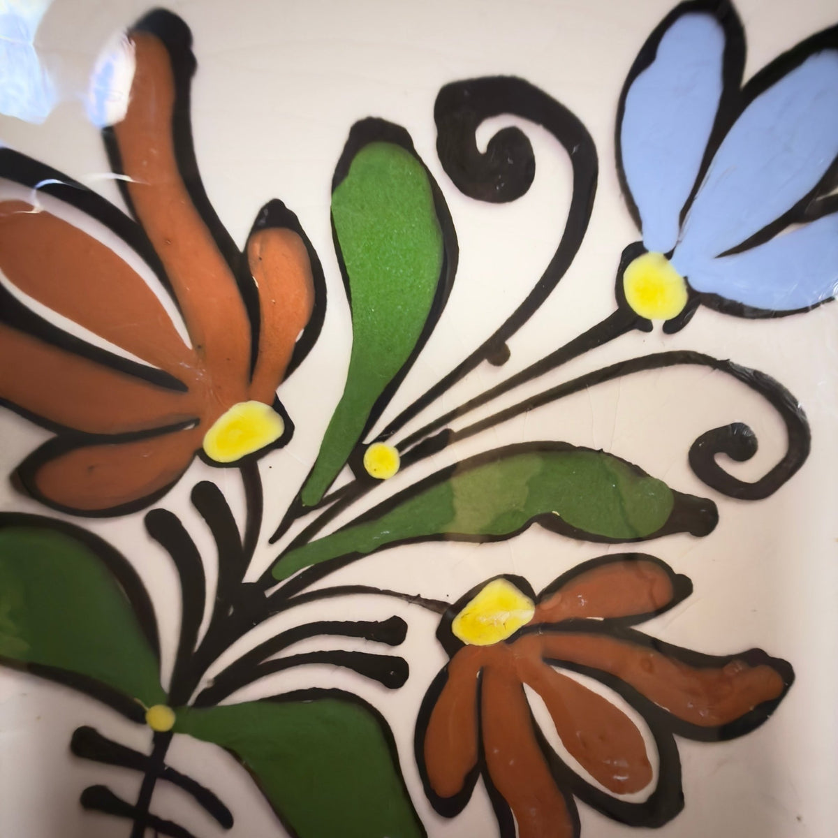 Fajanceskål, håndlavet – folk - art – vintage, Sydeuropa - Frøken Lilly