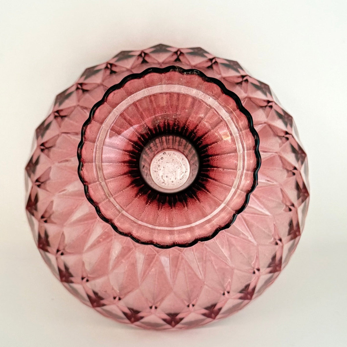 Flot rosa opsatsskål i glas fra 1960-1970’erne - Frøken Lilly