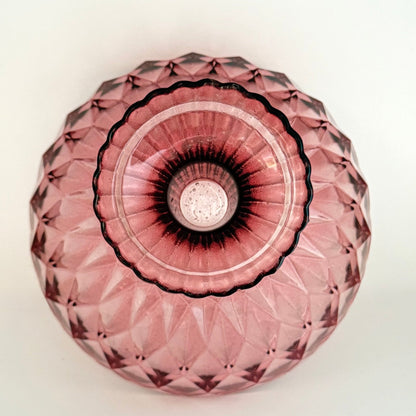 Flot rosa opsatsskål i glas fra 1960-1970’erne - Frøken Lilly