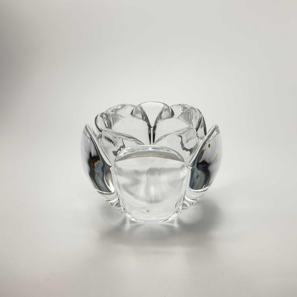 Holmegaard lotus lysestage i klart tungt glas – vintage dansk glasdesign - Frøken Lilly