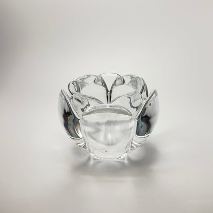 Holmegaard lotus lysestage i klart tungt glas – vintage dansk glasdesign - Frøken Lilly