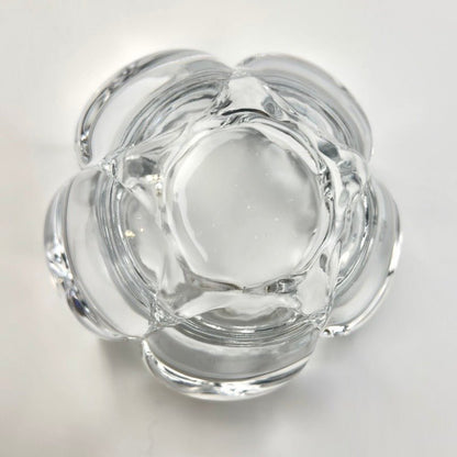 Holmegaard lotus lysestage i klart tungt glas – vintage dansk glasdesign - Frøken Lilly