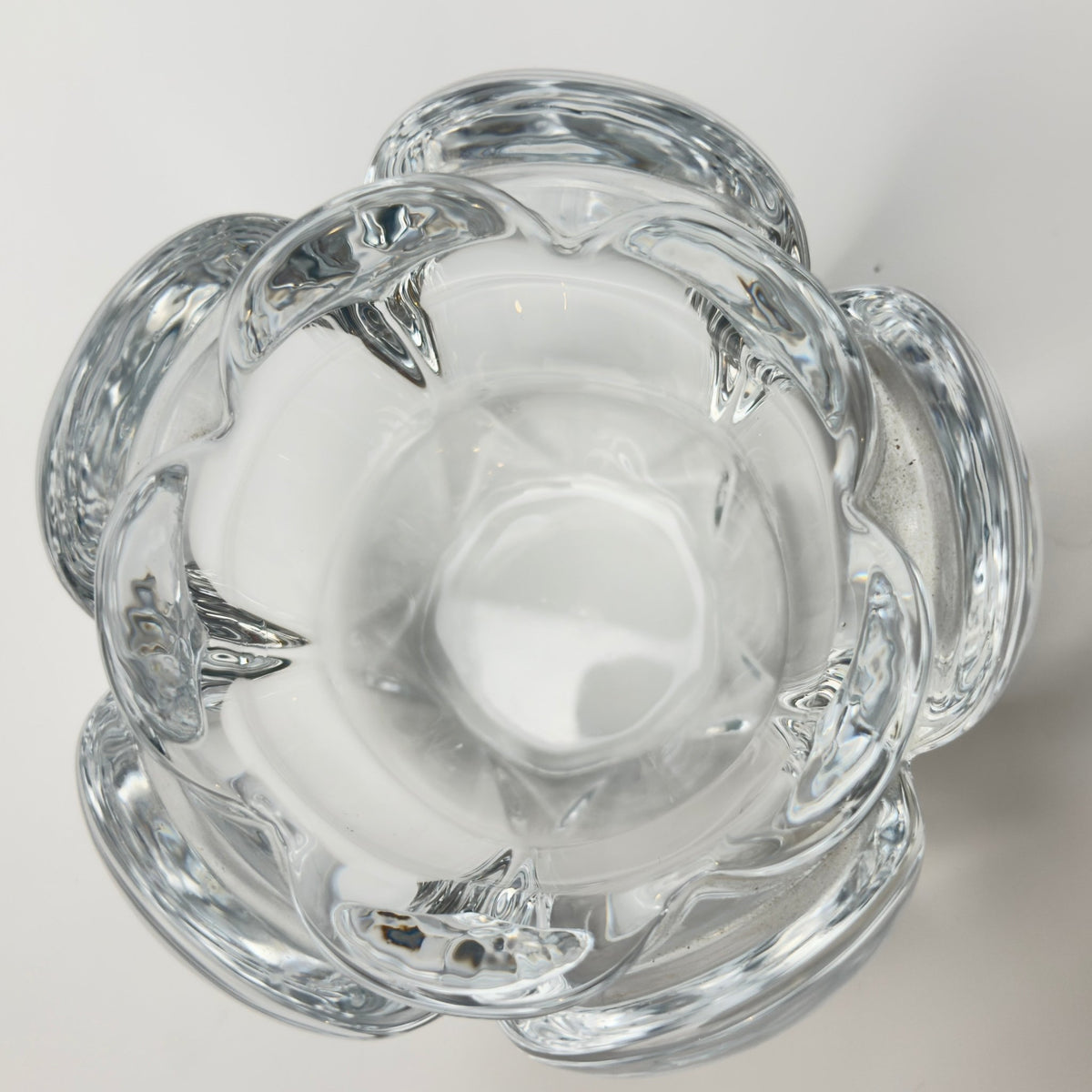 Holmegaard lotus lysestage i klart tungt glas – vintage dansk glasdesign - Frøken Lilly