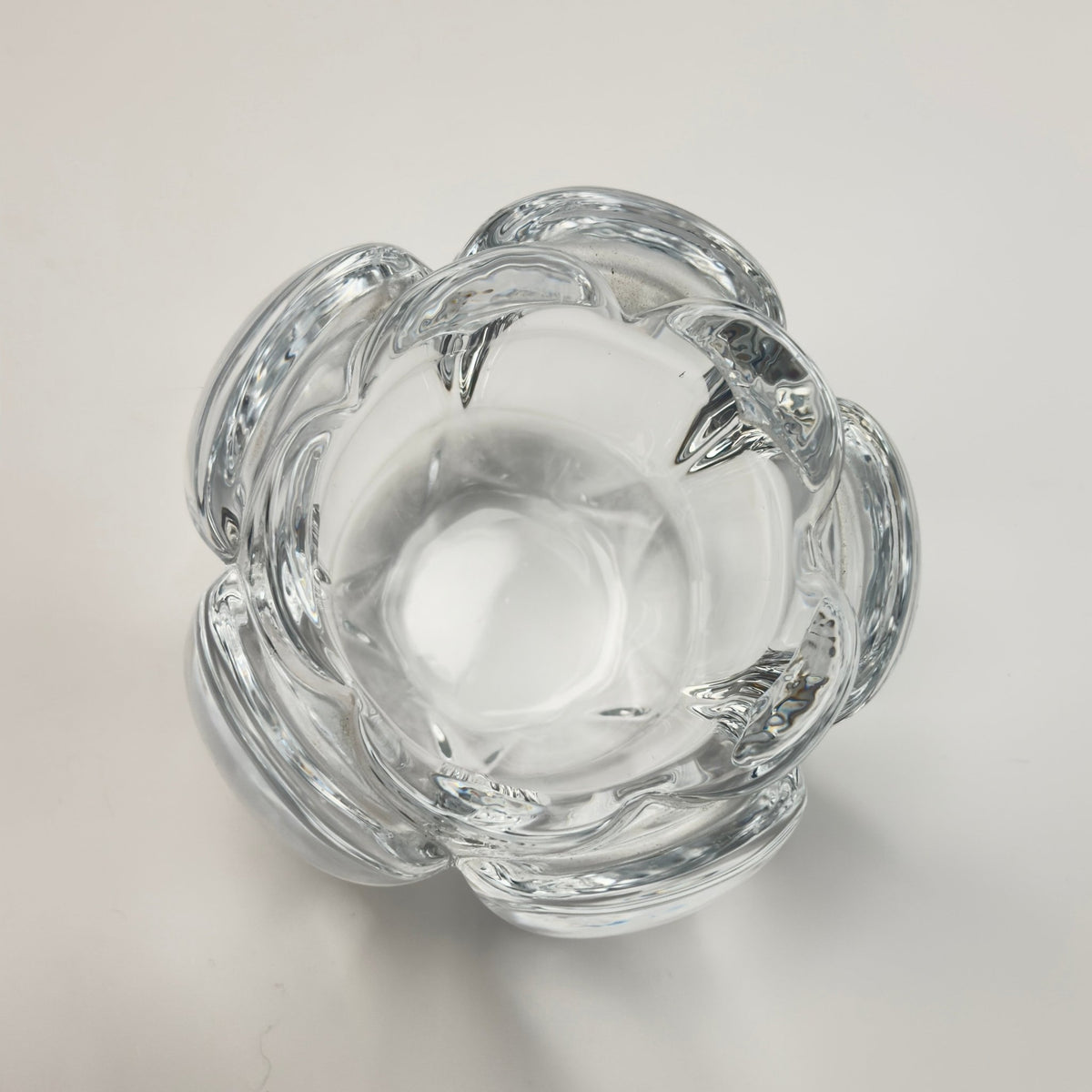 Holmegaard lotus lysestage i klart tungt glas – vintage dansk glasdesign - Frøken Lilly