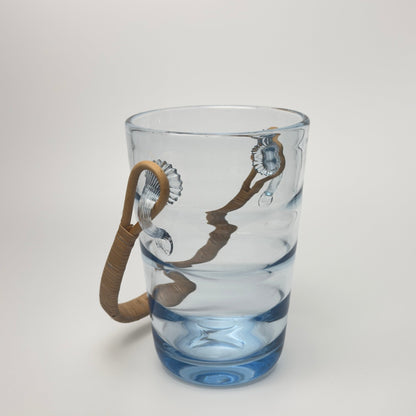 Holmegaard vintage isspand i lyseblåt glas med rattan hank, 1930-1950'erne - Frøken Lilly