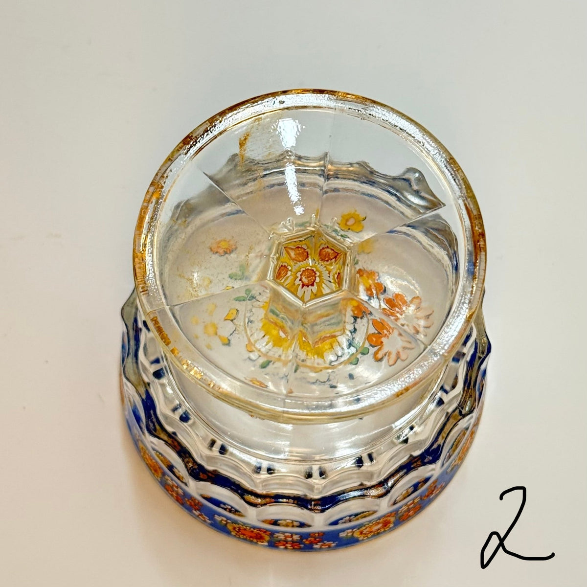 Italiensk champagne/dessertskål på fod i emaljemalet glas – 1960’erne - Frøken Lilly