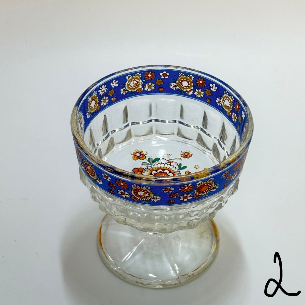 Italiensk champagne/dessertskål på fod i emaljemalet glas – 1960’erne - Frøken Lilly