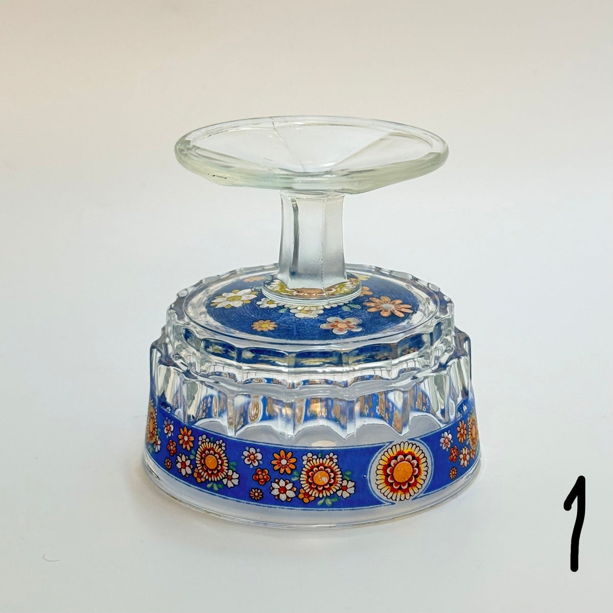 Italiensk champagne/dessertskål på fod i emaljemalet glas – 1960’erne - Frøken Lilly