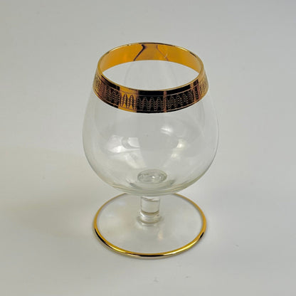 Lyngby Glas Tosca cognacglas i krystal med bred ciseleret guldkant, 1960'erne - Frøken Lilly