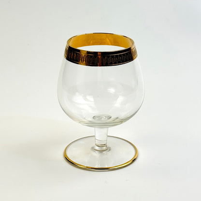 Lyngby Glas Tosca cognacglas i krystal med bred ciseleret guldkant, 1960'erne - Frøken Lilly