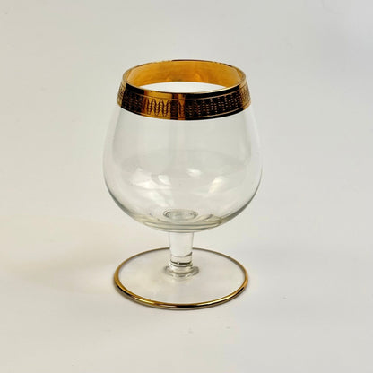 Lyngby Glas Tosca cognacglas i krystal med bred ciseleret guldkant, 1960'erne - Frøken Lilly