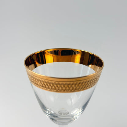 Lyngby Glas Tosca hvidvinsglas i krystal med bred ciseleret guldkant, 1960'erne - Frøken Lilly