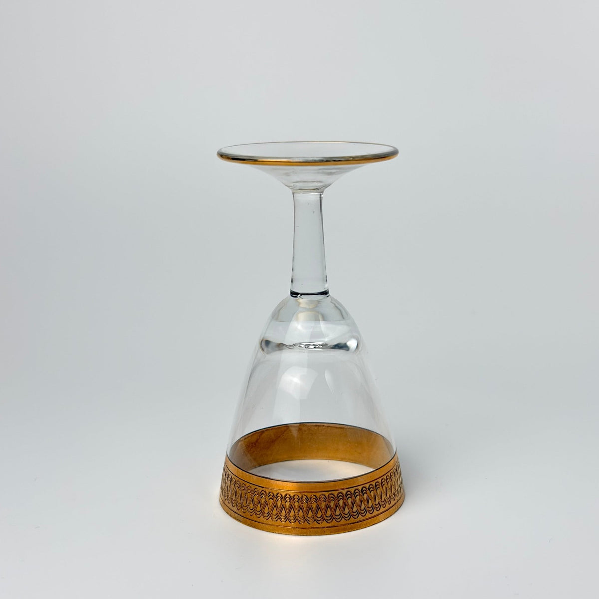 Lyngby Glas Tosca portvinsglas i krystal med bred ciseleret guldkant, 1960'erne - Frøken Lilly