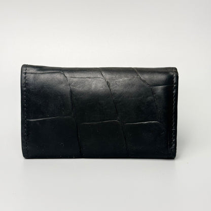 Mulberry nøgleetui i sort læder med Patchwork Croc-prægningerne - Frøken Lilly
