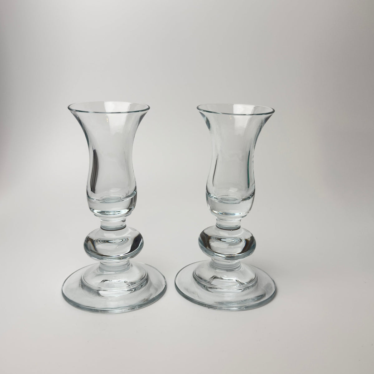 Mundblæste glas lysestager – vintage europæisk glas – sæt af 2 - Frøken Lilly