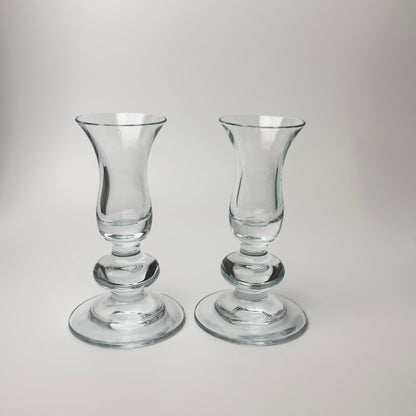 Mundblæste glas lysestager – vintage europæisk glas – sæt af 2 - Frøken Lilly