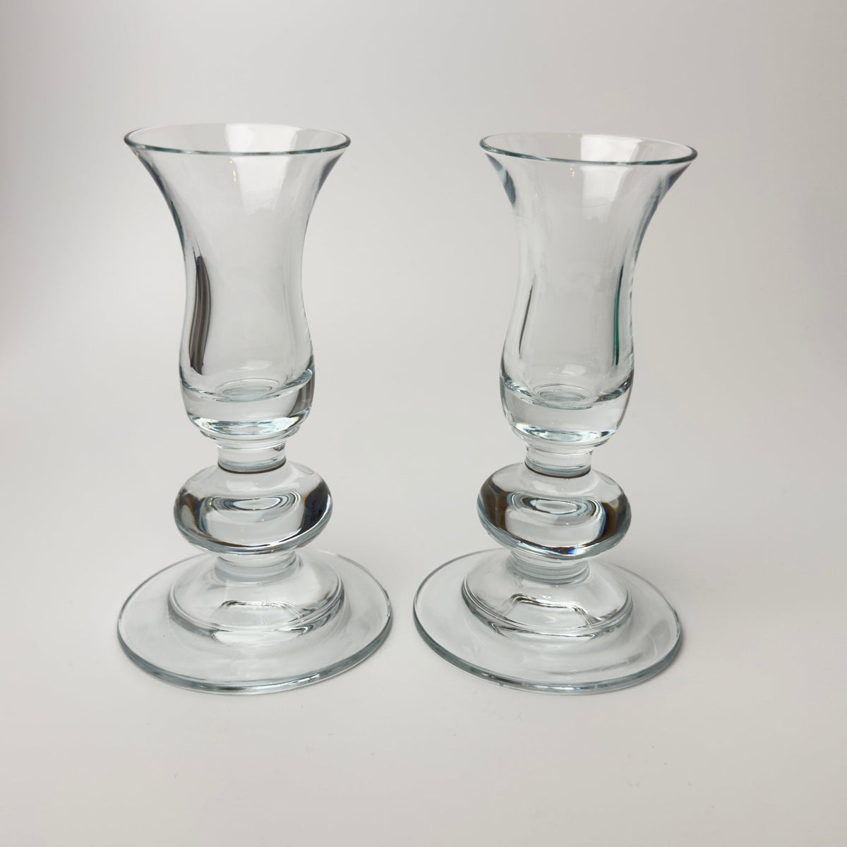 Mundblæste glas lysestager – vintage europæisk glas – sæt af 2 - Frøken Lilly