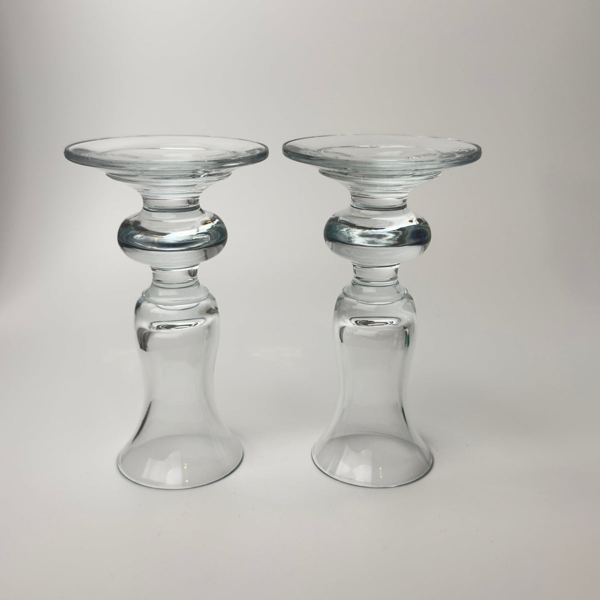 Mundblæste glas lysestager – vintage europæisk glas – sæt af 2 - Frøken Lilly