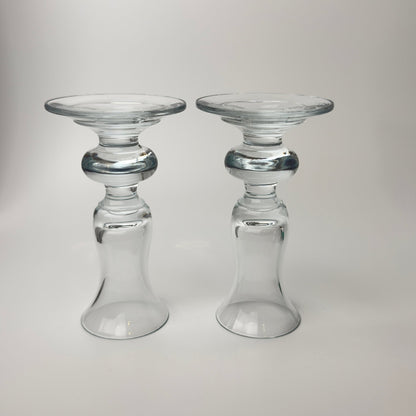 Mundblæste glas lysestager – vintage europæisk glas – sæt af 2 - Frøken Lilly