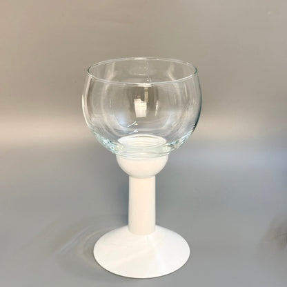Originale Bodum Oktett vinglas, hvid plaststilk, dansk design af Carsten Jørgensen, 1970'erne - Frøken Lilly