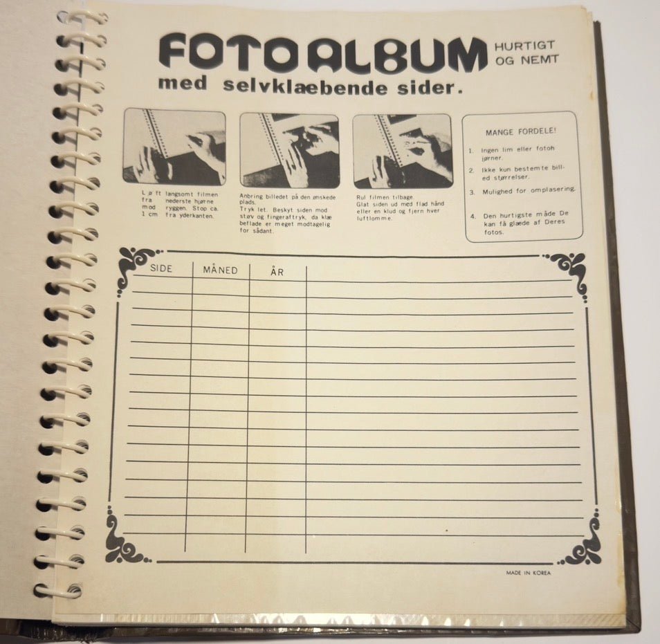 Retro glansbillede/fotoalbum med selvklæbende sider - samlerobjekt fra 1960 - 80'erne - Frøken Lilly