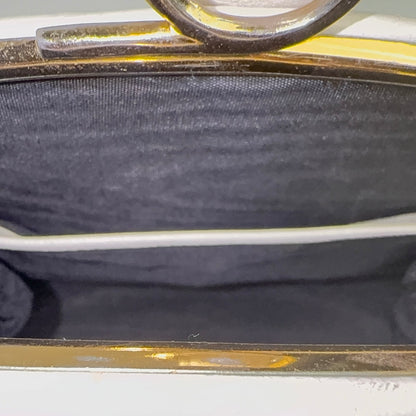 Skøn hvid clutch lædertaske med wristlet rem – 1960 - Frøken Lilly