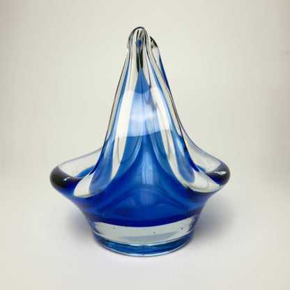 Svensk blå kunstglasskål i stil med Flygsfors 1950/60 - Frøken Lilly