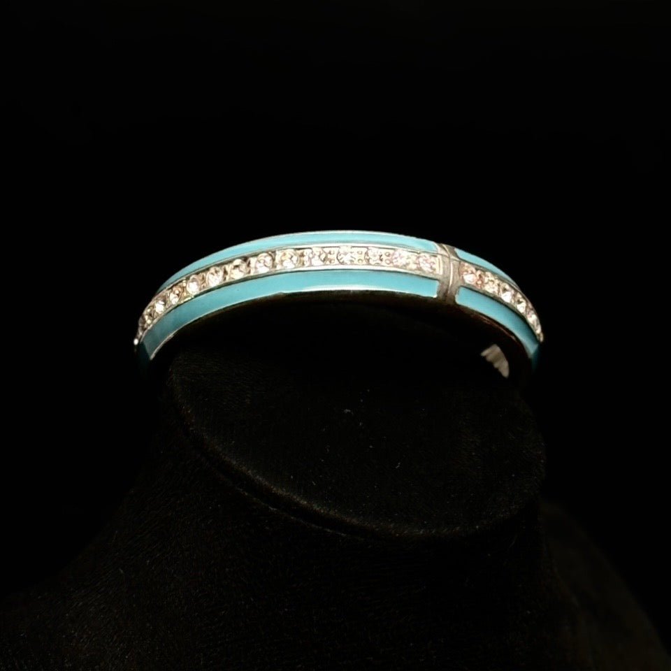 Vintage armbånd med turkis emalje og rhinsten - Frøken Lilly