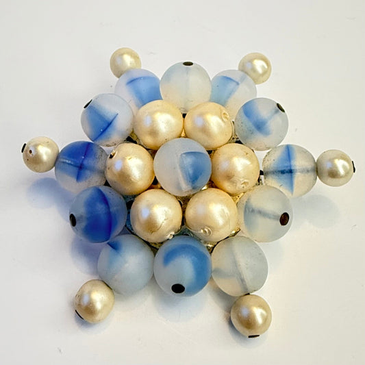 Vintage broche med glasperler og faux perler 1950’er - Frøken Lilly