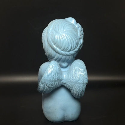Vintage englebarn figur i keramik – lyseblå kerub - Frøken Lilly