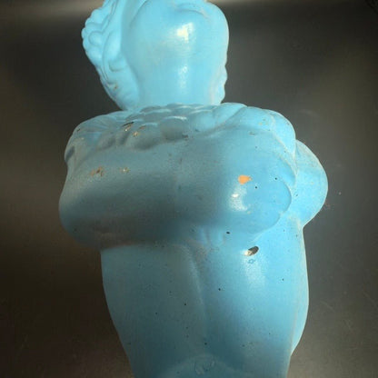 Vintage englebarn figur i keramik – lyseblå kerub - Frøken Lilly