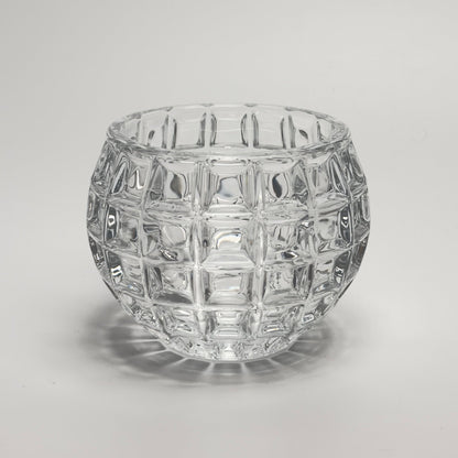 Vintage fyrfadstage i kraftigt klart glas med kubisk mønster - Frøken Lilly