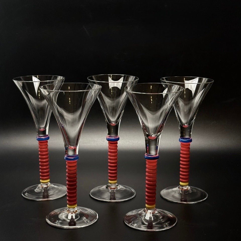 Vintage italienske cocktailglas i postmoderne Memphis-stil – sæt med 5 stk. - Frøken Lilly