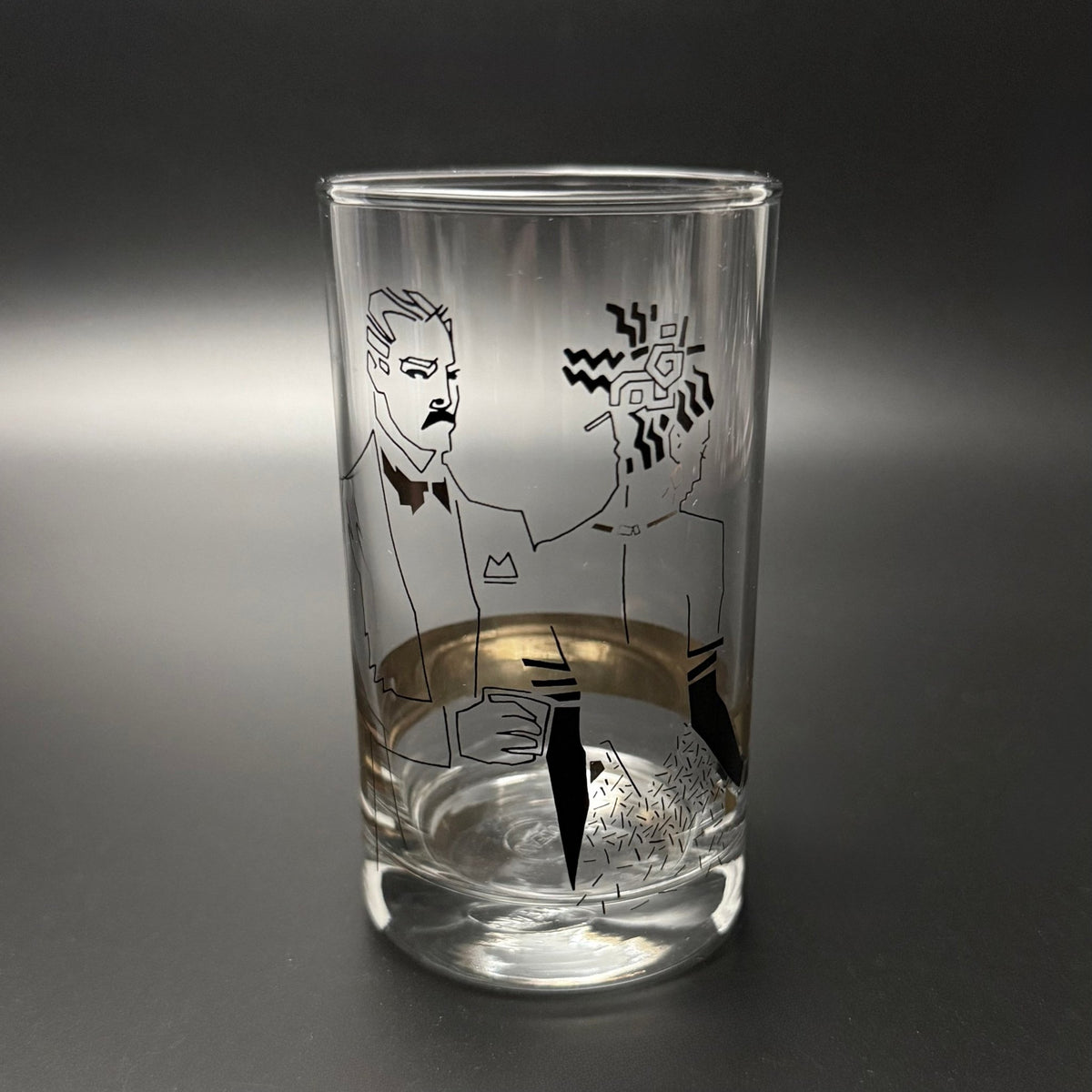 Vintage longdrink glas med grafisk motiv – 80/90’er med 40’ernes art deco stil - Frøken Lilly